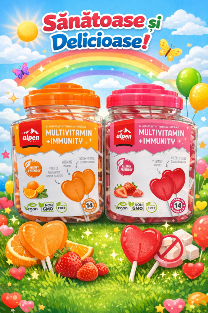 Acadele ”Multivitamine +Immunity”, 100 bucăți, Alpen Well 120,00 lei